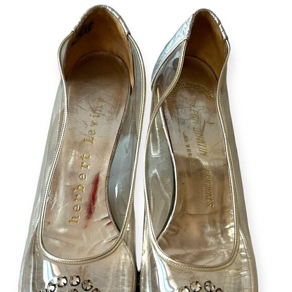 Vintage 60s Clear Plastic Vinyl Shoes by Beth and Herbert Levine with Rhinestone - Picture 16 of 16